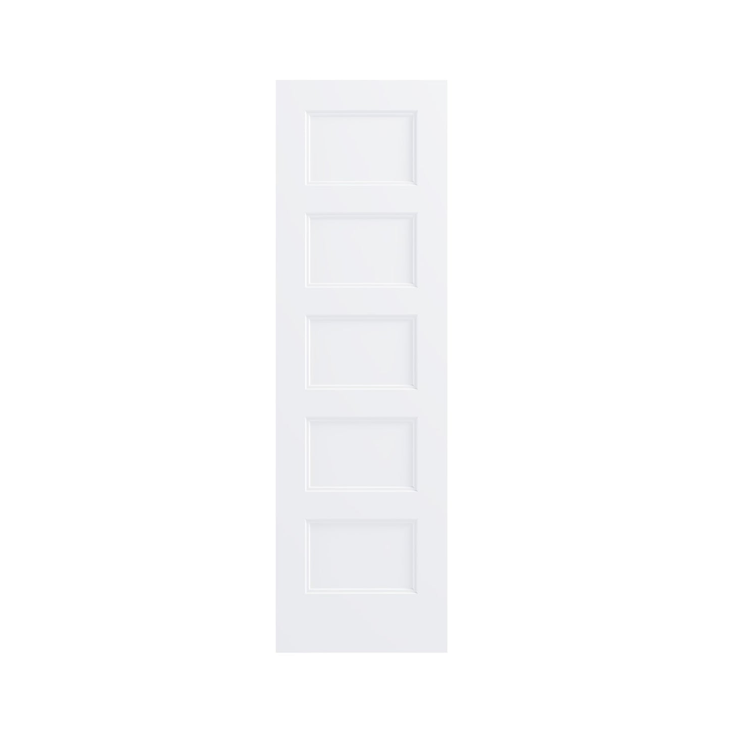 JUBEST 24"x80" 5-Panel Shaker Style White Primed Hollow Core Interior Molded Door Slab, NOT Pre-drilled and NOT Included Hardware, Pre-Assembled Interior Door for Pantry, Laundry, Closet