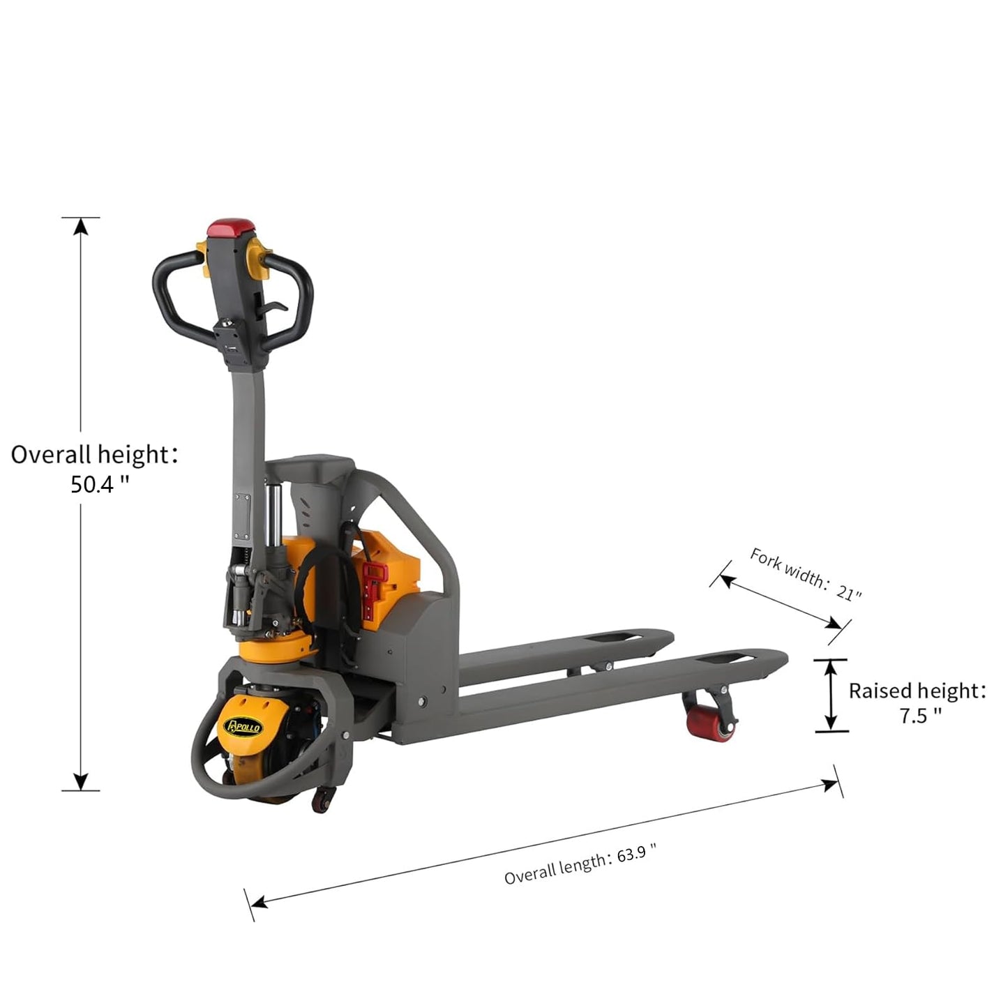 APOLLOLIFT Full Electric Lithium Pallet Jack 3300Lbs Capacity 45"x21" Forks, Multi-Function Handle