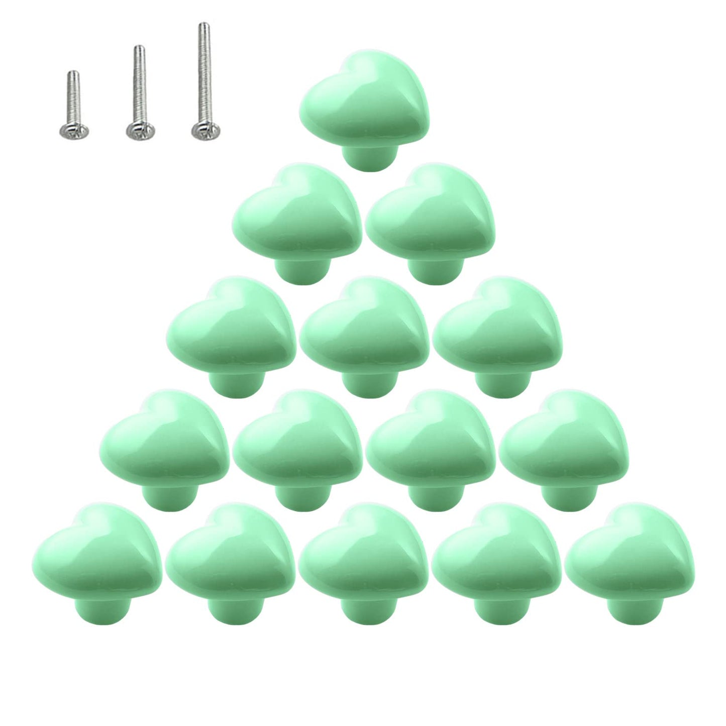 HUAMULAN 15PCS Glossy Ceramic Knobs Heart Shape Cabinet Dresser Pulls Door Handles Cupboard Wardrobe Drawer