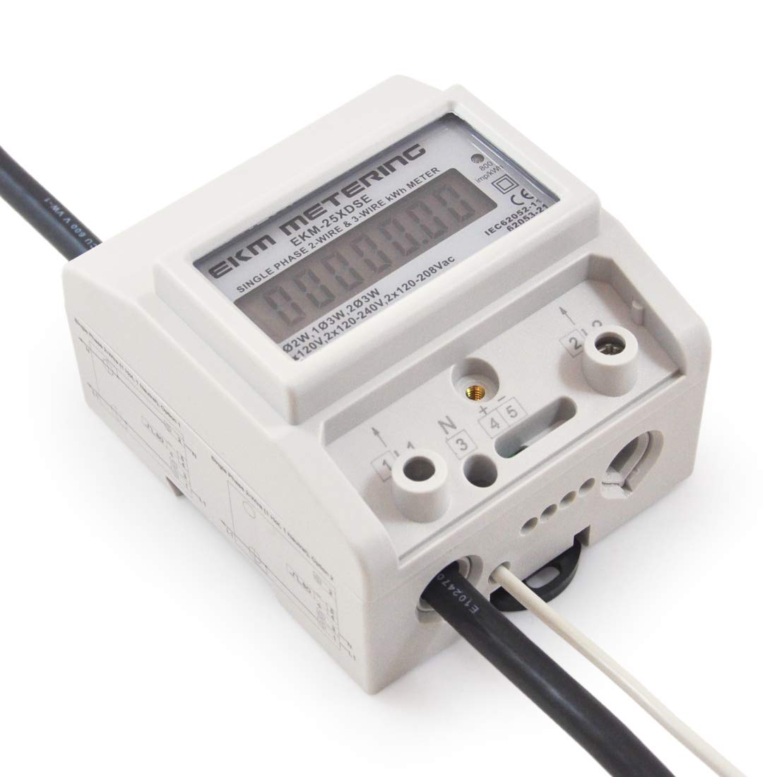 EKM Metering Single Phase kWh Meter, Pass-Through, 2 or 3-Wire, 120V up to 120/240V, 100A, 60Hz