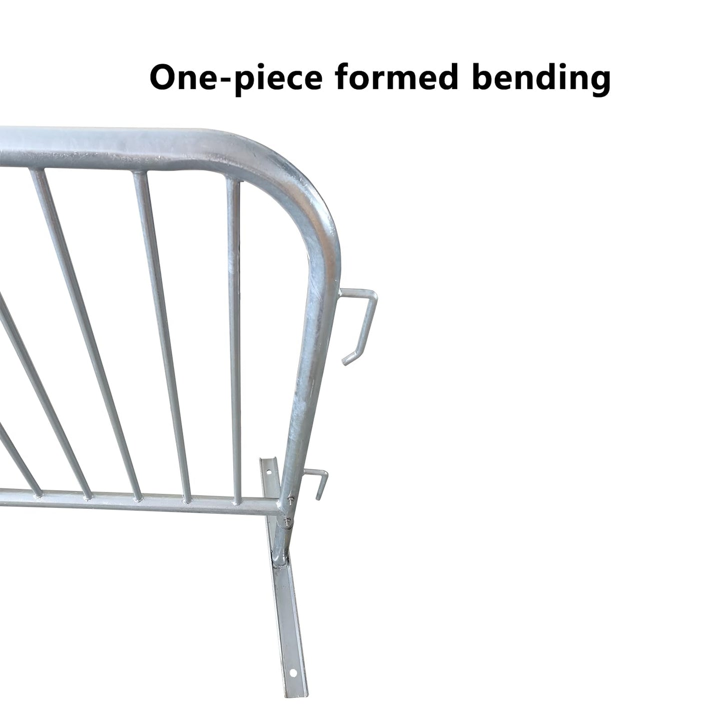 Heavy Duty Interlocking Steel Flat Feet Safety Barriers Barricade Fence for Crowd Control Events Road High Traffic Areas, Galvanized 8.5 Ft, 2 Pack