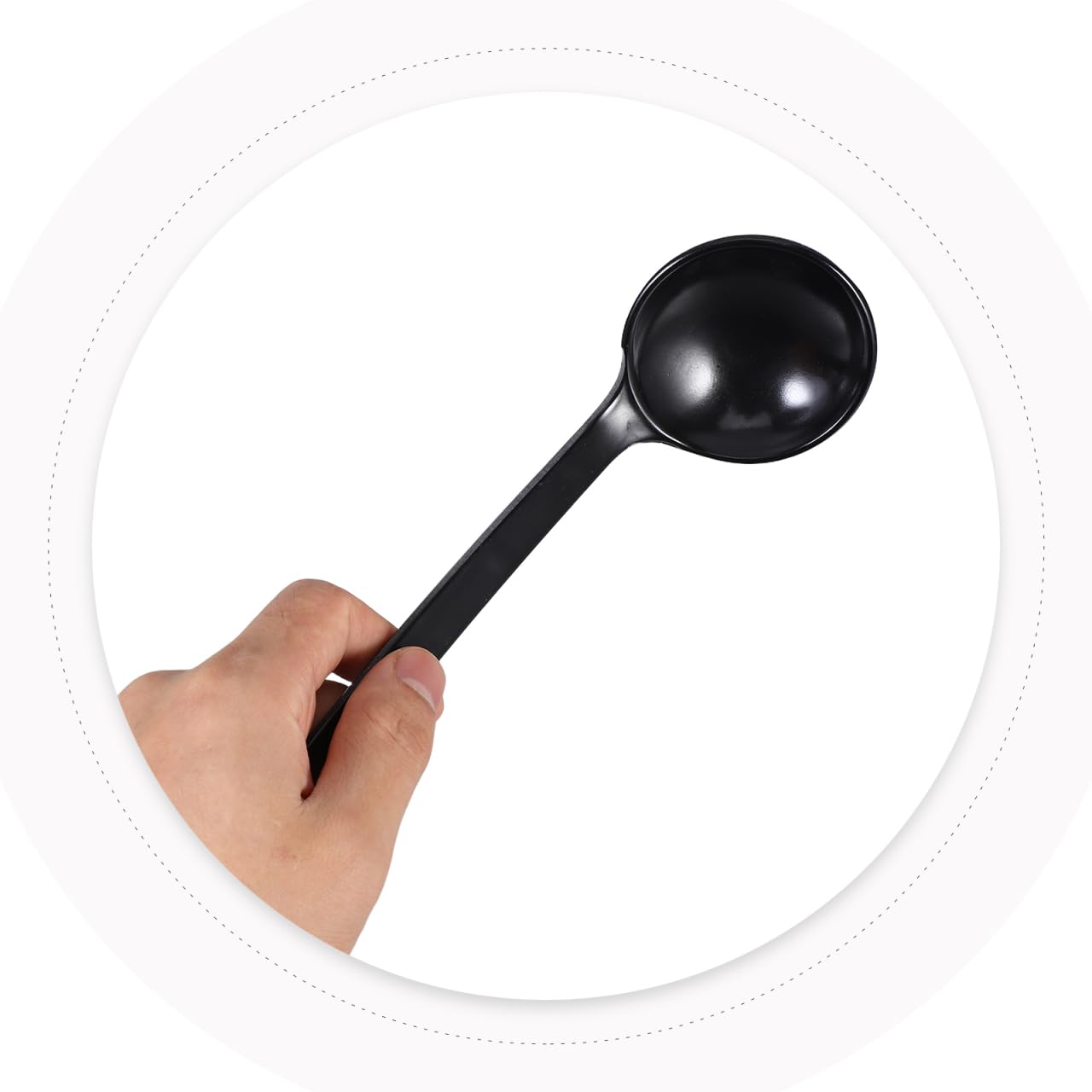 Hemoton 5 Pieces Ramen Spoons, Melamine Asian Soup Spoons, Large Chinese Japanese Ramen Ladle for Udon Noodle Pho Hot Pot, Long Handle, Dishwasher Safe, Black