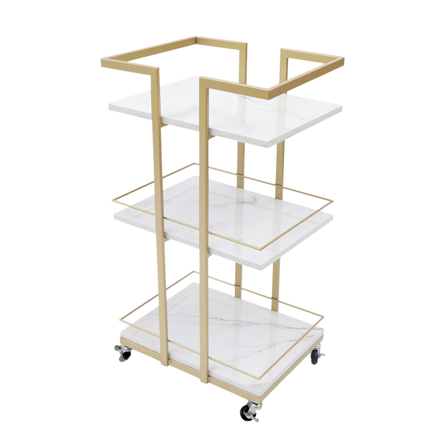 TFCFL 3-Tier Rolling Bar Cart, Utility Manicure Trolley Metal Storage Rolling Barber Cart with Wheels Multi-Purpose Rack Heavy-Duty Trolley,Serving Cart for Kitchen Bar Club Restaurant