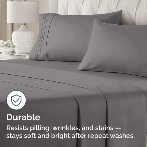 King Pillow Cases by [Brand Name] - Ultra Soft Hotel Quality Covers | Wrinkle-Free & Fade Resistant - 4 Piece Set in Dark Grey