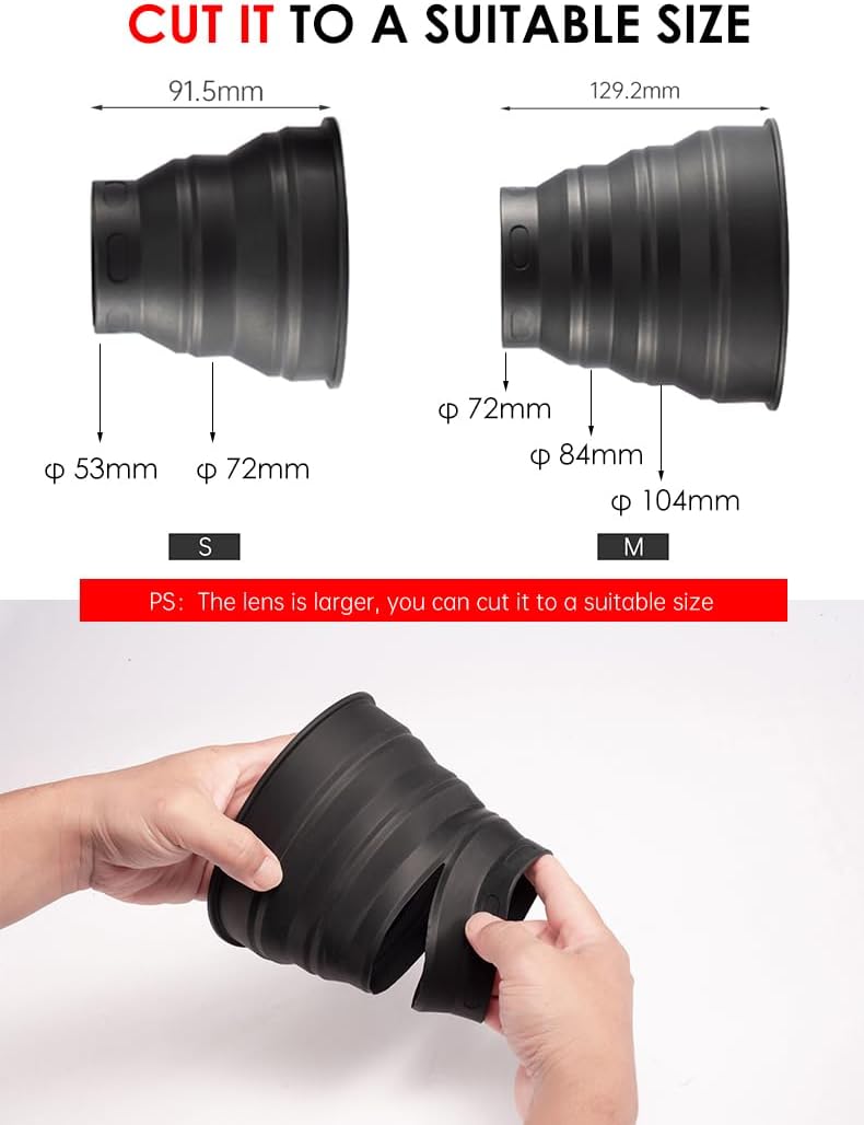 TONHOKJ Set) Universal Len-s Folding Hood Anti-Reflective Silicone Hood for DSLR Camera Photography Equipment