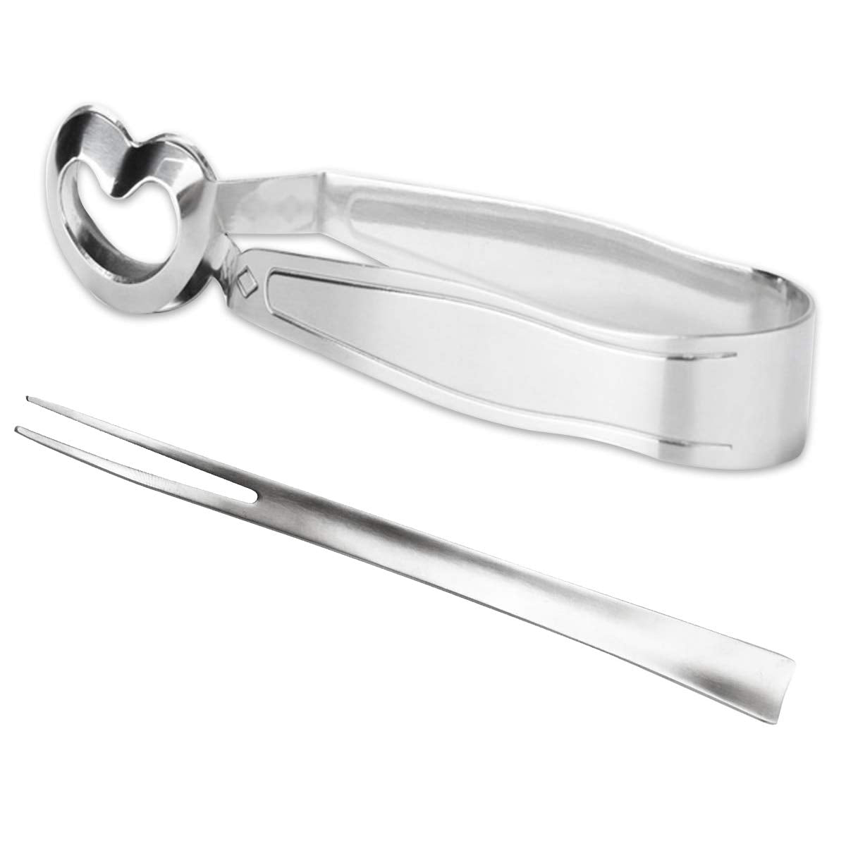 GOODFEER 6 PCS Escargot Tongs Stainless Steel Kitchen Food Tong with Seafood Forks for Snails, Fruit Salad, Cake, Tea Bag, Ice for Drinking, Square Sugar for Coffee, Dishwasher Safe