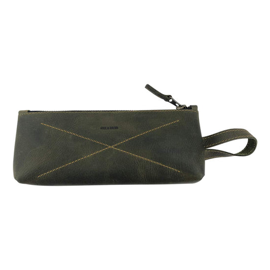 Hide & Drink, Carry-On Toiletry Bag, Pen and Pencil Case, Cable Organizer, Storage for Utensils, Travel Essentials, Full Grain Leather, Handmade, Dark Jade
