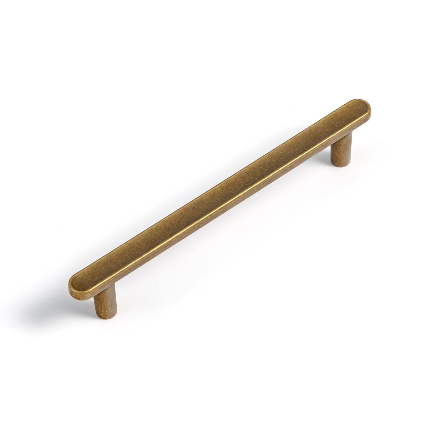 Goo-Ki Antique Brass Cabinet Pulls 5 Inch (128mm) Solid Zinc Kitchen Handles, Vintage Drawer Hardware for Dresser, Sleek Euro T-Bar for Cupboard & Bathroom, 6 Pack