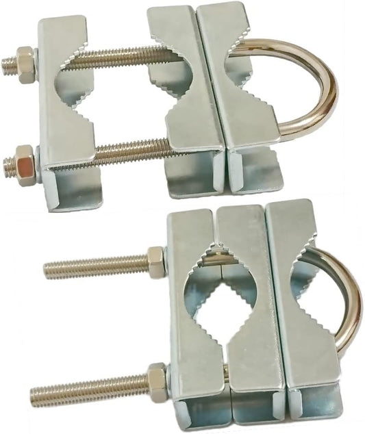 UngSung 2 Sets Double Antenna Mast Clamp V Jaw Block with U Bolts Anti-Rust Finished for TV CB Ham Antenna