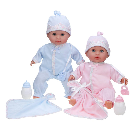 JC Toys 12.5” Nonis Twin Baby Dolls Set – Boy & Girl Soft-Body Dolls with Accessories | Realistic Twins Playset