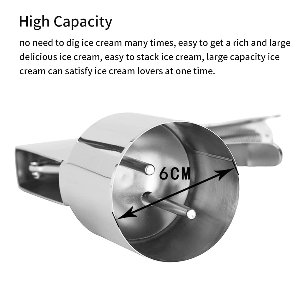 Old Fashion Style Ice Cream Scoop with Spring-Powered Trigger, Cylindrical Ice Cream Scoop, Stainless Steel Ice Cream Ball Making Spoon, Ice Cream Accessories(Silver)