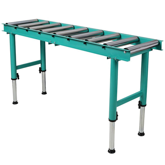 SEOCCTV 5 FT Adjustable Roller Conveyor Table with 9 Rollers, Heavy Duty Portable Steel Conveyor Stand, Height Adjustable Roller Table Supports 440 lbs for Warehouse, Workshop & Material Handling
