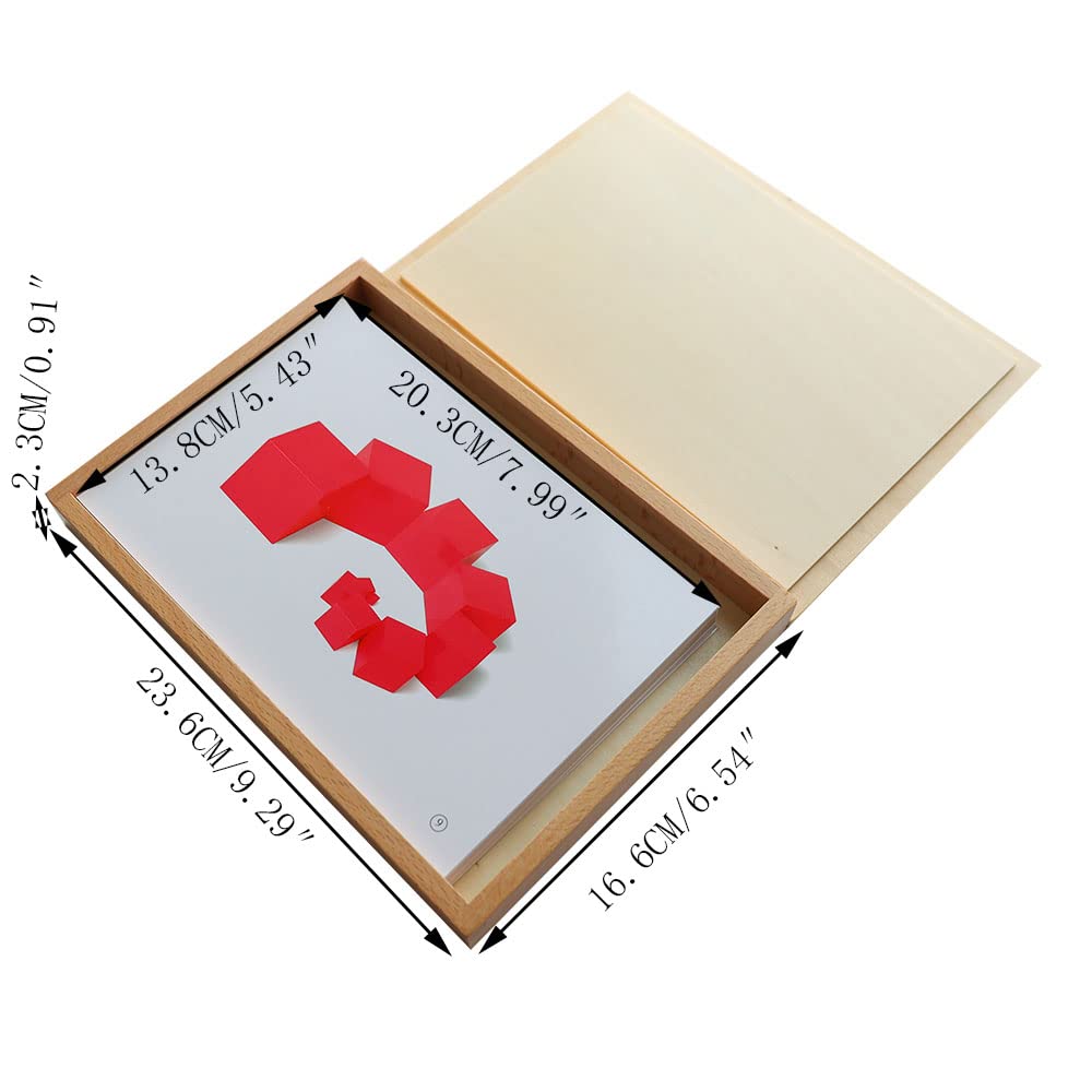 Kghios Montessori Pink Tower、 Brown Stair and Long Red Rods Sensorial Cards with Wood Box,Montessori Toys Materials for Toddlers Visual Sense, Early Educational Tools Preschool Learning Toys
