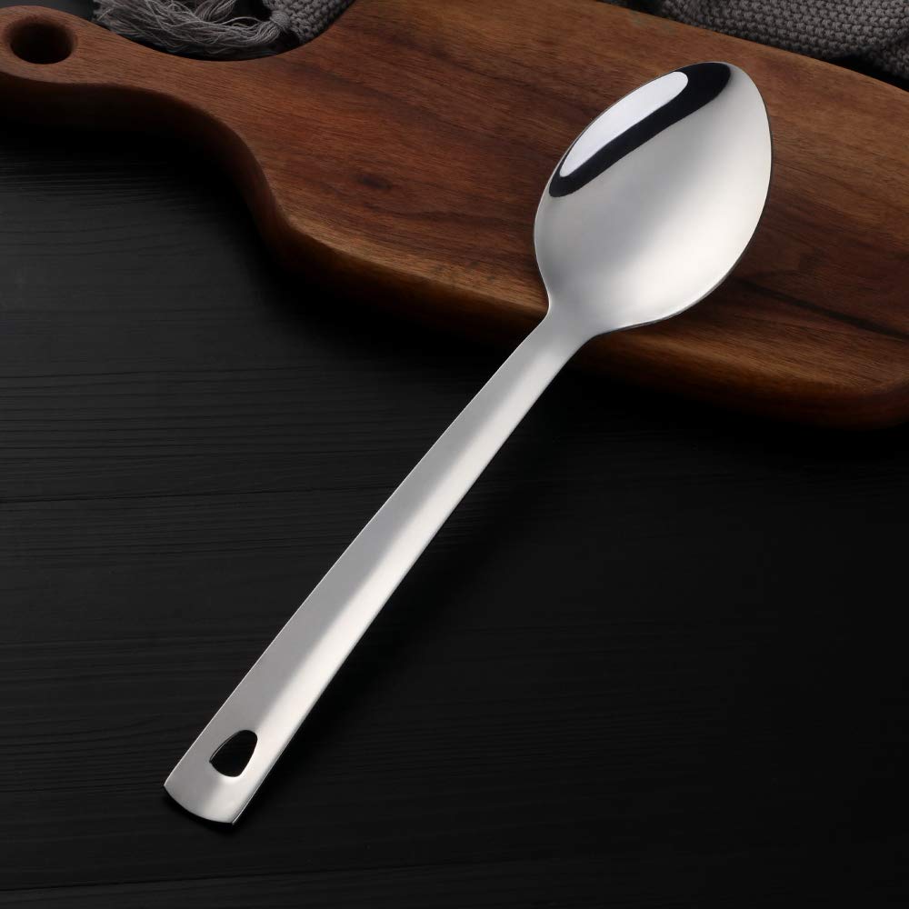 13-Inch Serving Spoons Set of 6, dongbo Stainless Steel Long Handle Buffet Serving Spoons for Catering, Silver