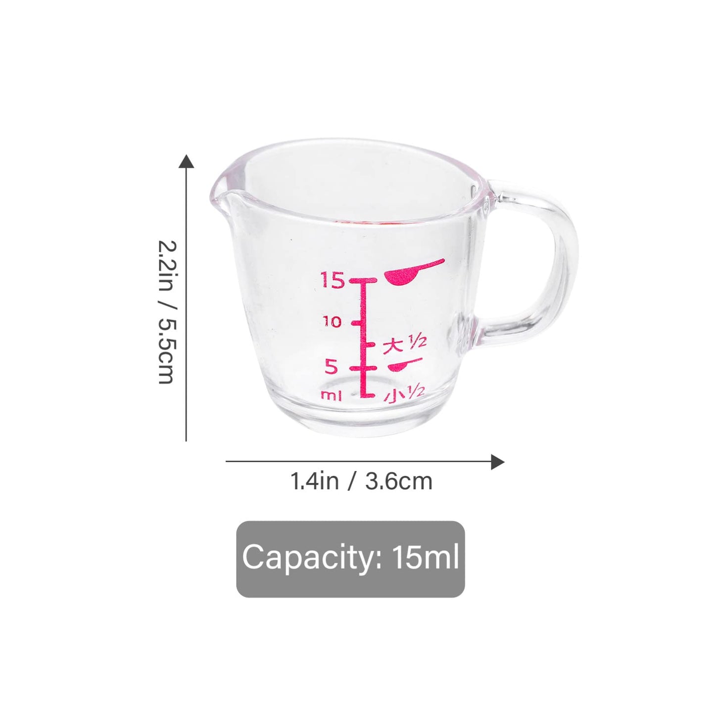 Kichvoe Small Measuring Cup with Scale 0.5Oz Plastic Graduated Liquid Measuring Cups Set of 2 for Kitchen Milk Cooking and Baking