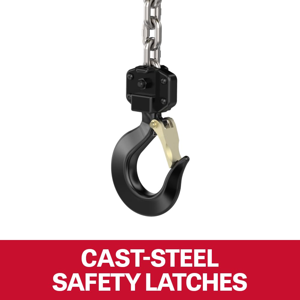JET 1-Ton Hand Chain Hoist, 15' Lift, Overload Protection (L-100-100WO-15)