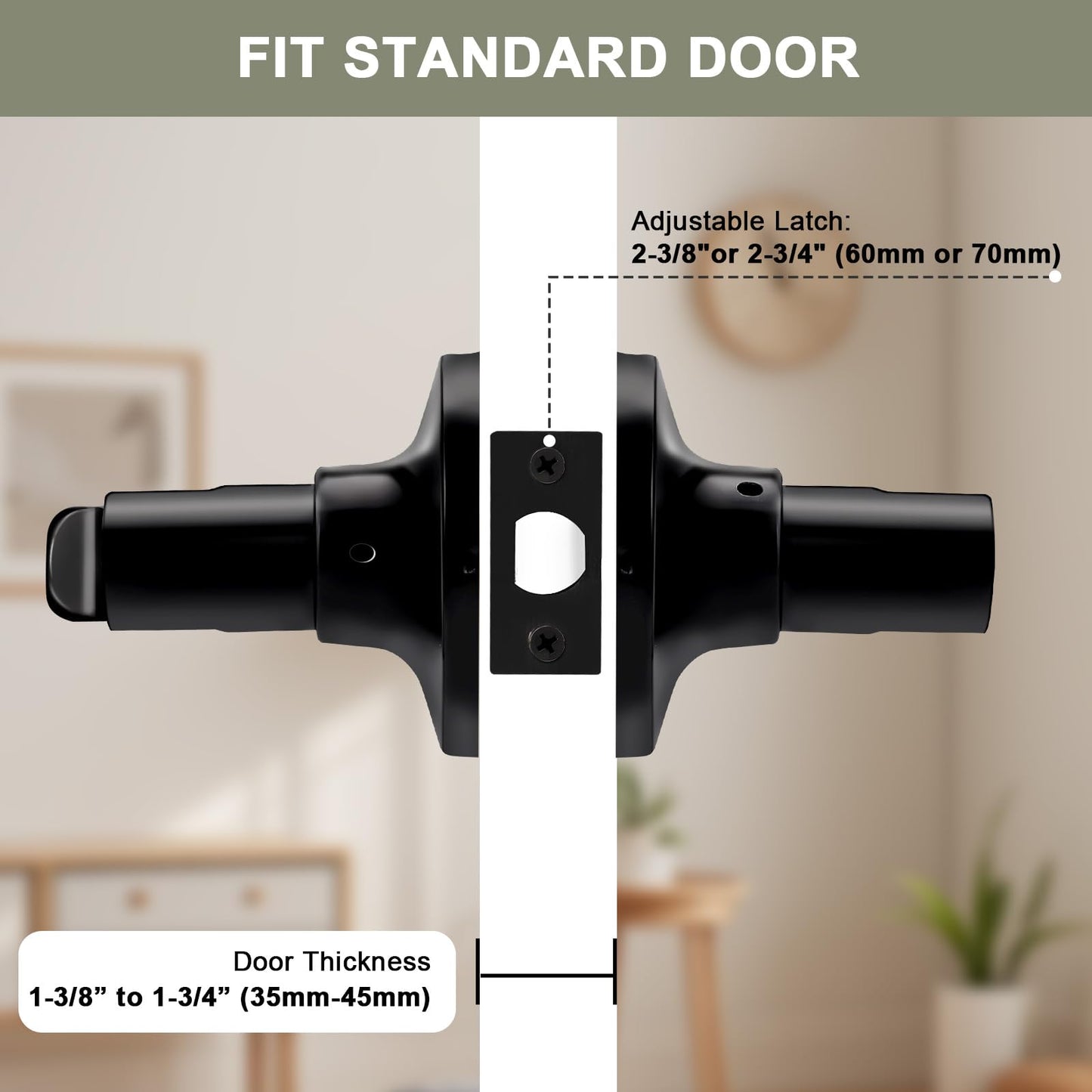 GOBEKOR 5 Pack Matte Black Door Handles Interior,Heavy Duty Privacy Door Levers with Lock,Sleek Round Interior Door Handles for Bedroom and Bathroom with No Key