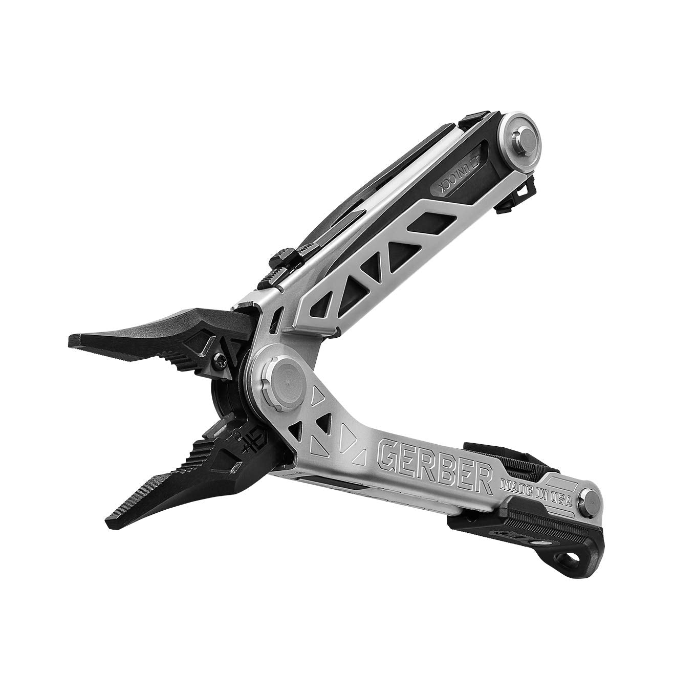 Gerber Gear Center-Drive Multitool - Includes 3.25” Outboard Knife, Pliers, Pry Bar, Bottle Opener & Awl - Comes with Bit Set & Sheath - Silver & Black