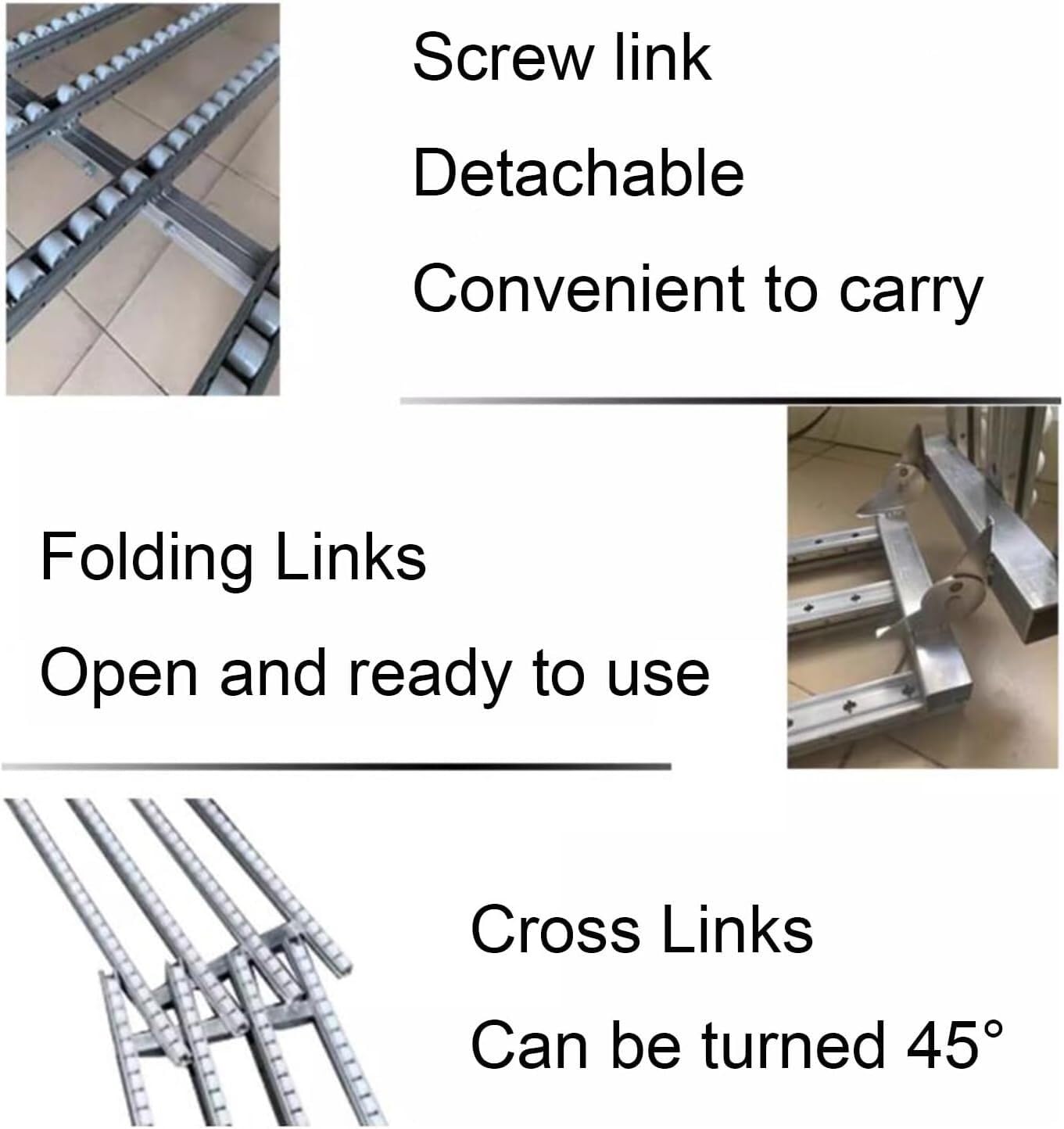 JIANSMZ Gravity Conveyor Stainless Steel Roller Stands，Light-Duty Gravity Conveyor,Unpowered Unloading Pulley for Freight Handling Warehouses Delivery Unloading Roller(5-Slide,300cm Long)