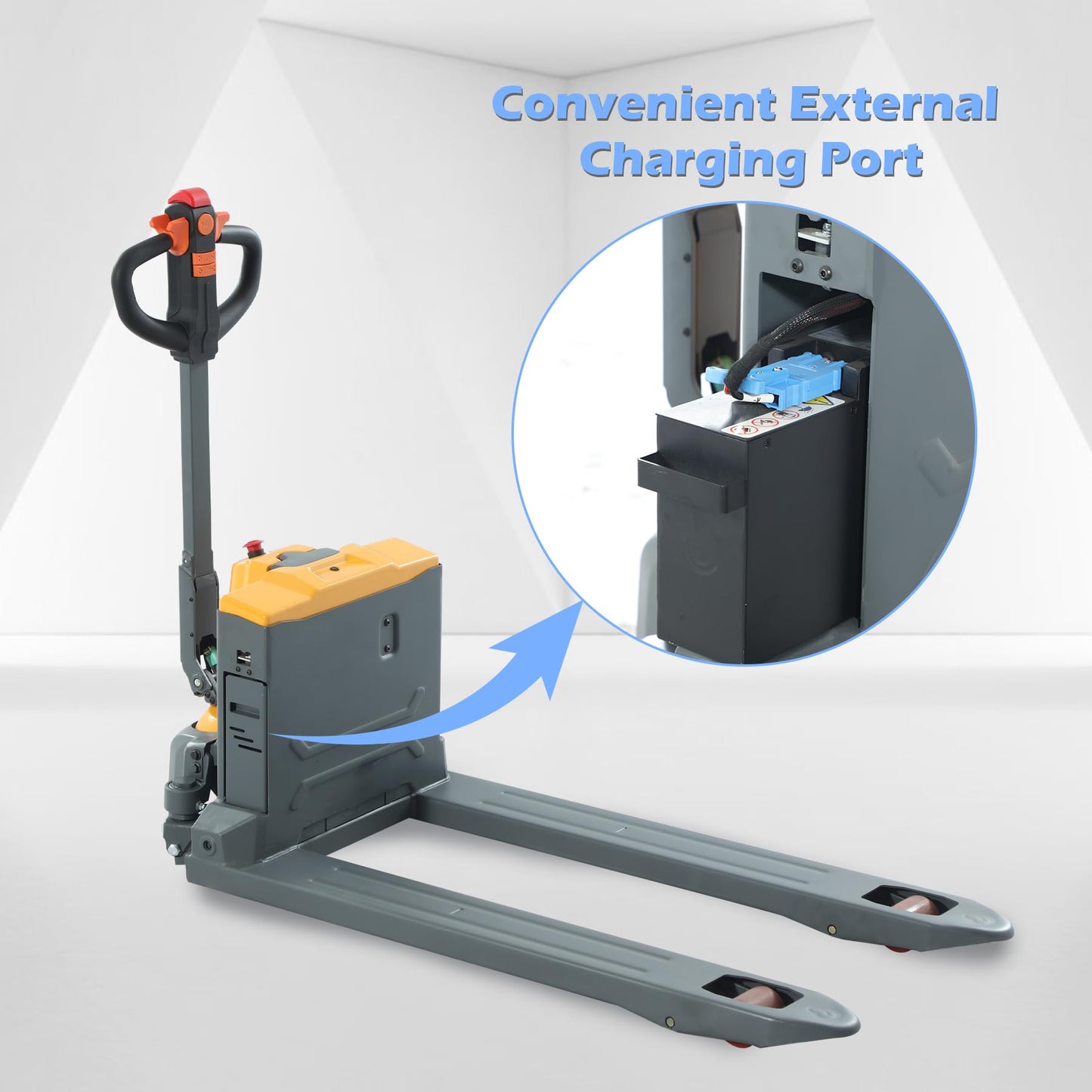 Apollo Full Electric Pallet Jack Truck, Lithium Power Pallet Jack Truck 3300 lbs Capacity, 48" L x 27" W Forks for Material Handling, Strong Torque for Climbing, Suitable for Warehouse, A-1037