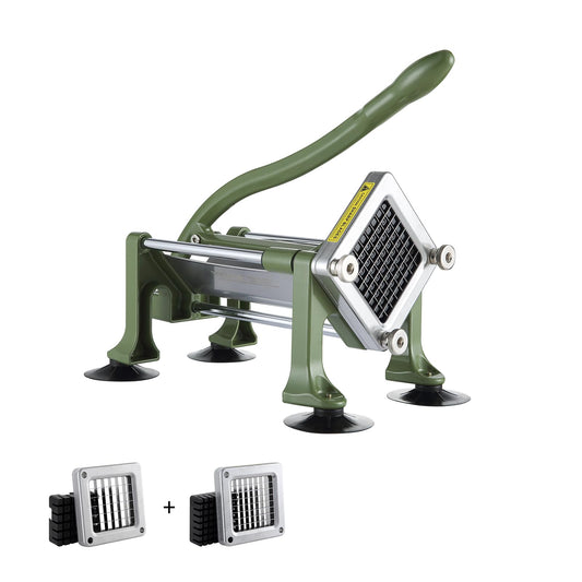 VEVOR French Fry Cutter, Potato Slicer with 1/2-Inch and 3/8-Inch Stainless Steel Blades, Manual Potato Cutter Chopper with Suction Cups, Great for Potato, French Fries, Cucumber, Vegetables, Carrot