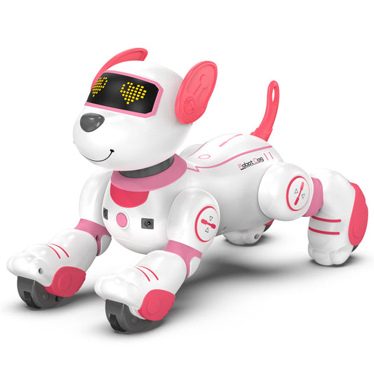 SONOMO Remote Control Robot Dog Toy, Interactive Robotic Puppy Toys - Fun and Programmable Stunt Robot Dog for Kids Ages 3-8 Pink (Pink)