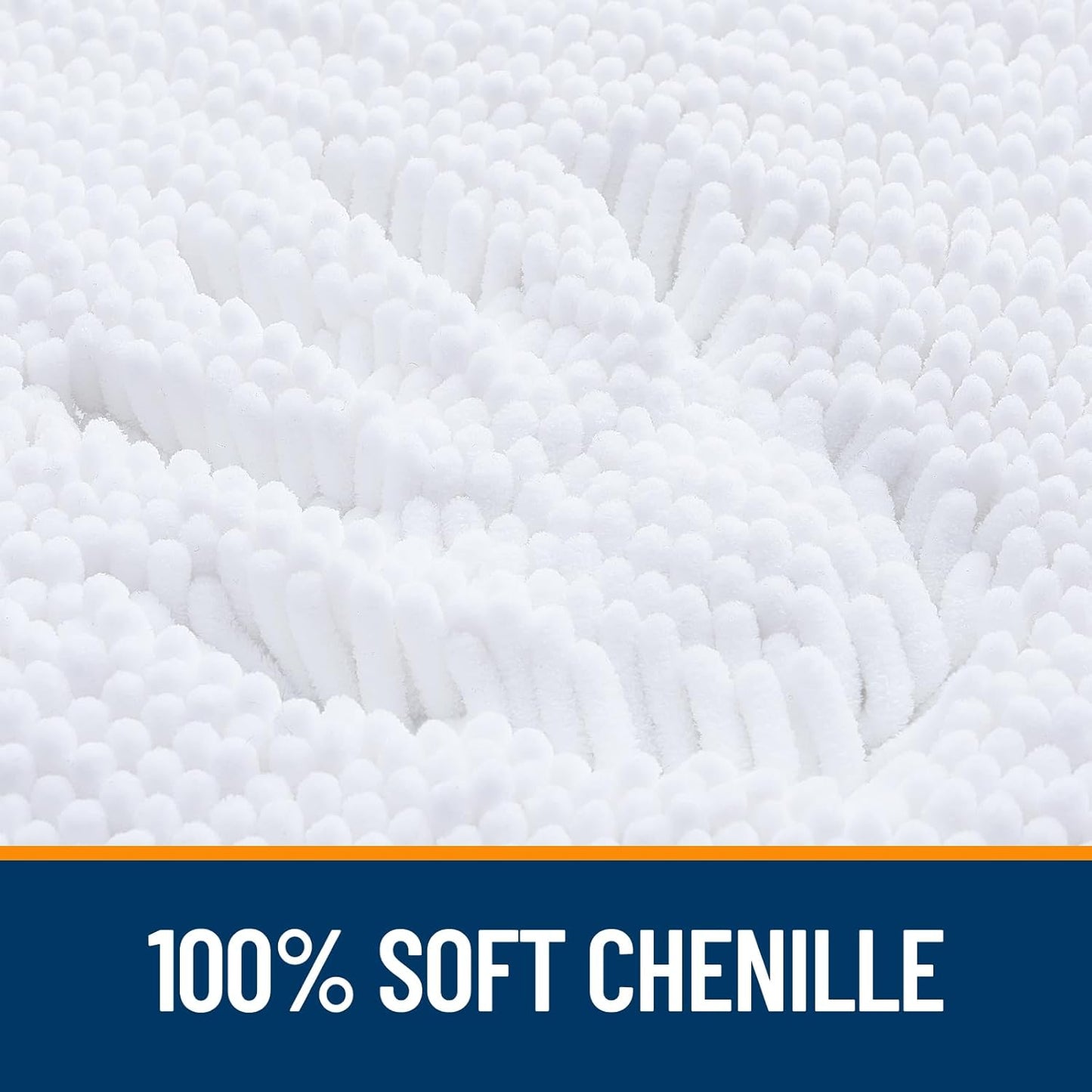 OLANLY Bathroom Rugs - Extra Soft Chenille Bath Mats | Quick Dry, Machine Washable, 34x21, White