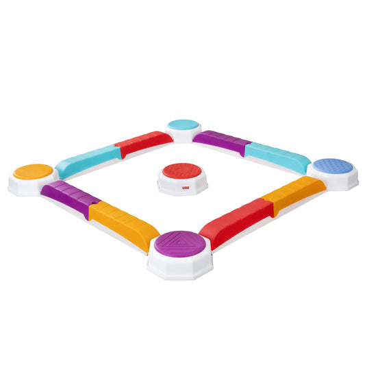 Fisher-Price™ Balance Beam and Toddler Stepping Stones, 13 Pieces – Non-Slip Plastic Balance & Stackable Stepping Stones, Sensory Toy for Toddlers, Indoor or Outdoor Play, Easy Storage
