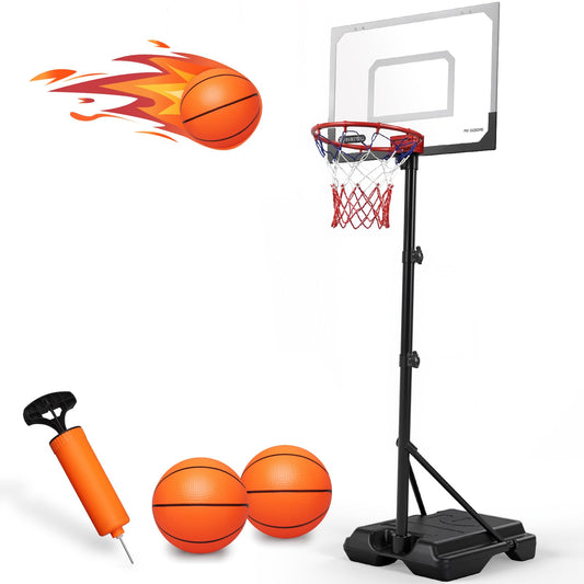 Kids Portable Basketball Hoop, Adjustable Height 38-75in/3.2-6.2FT Tall Toddler Basketball Toy, Fillable Base, Indoor Outdoor Backyard Pool Sport Game Gift for Boy Girl Ages 3 4 5 6 7 8 Years Old