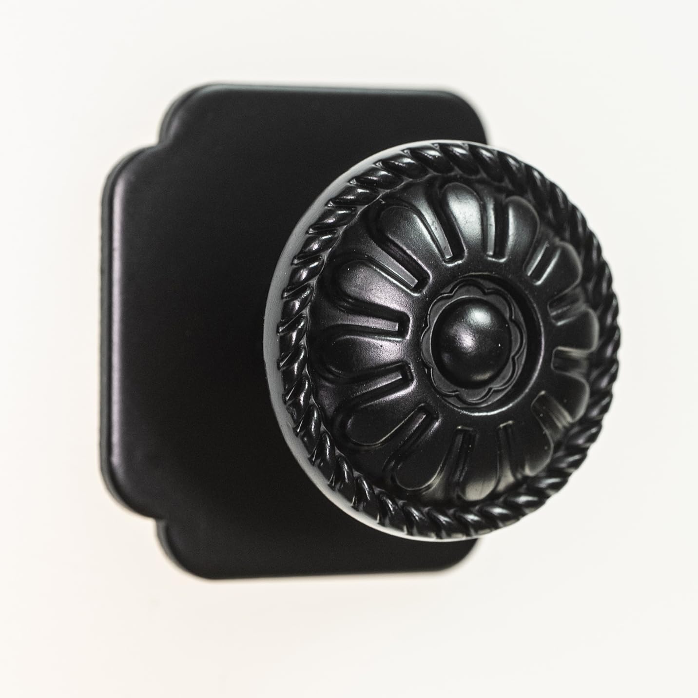 trust4care 9-Pack EU Style Matte Black Cabinet Knobs, 1.25 Inch Round Zinc Kitchen Drawer Pull Knobs with Victorian Floral Pattern, Farmhouse Dresser Furniture Handle Hardware