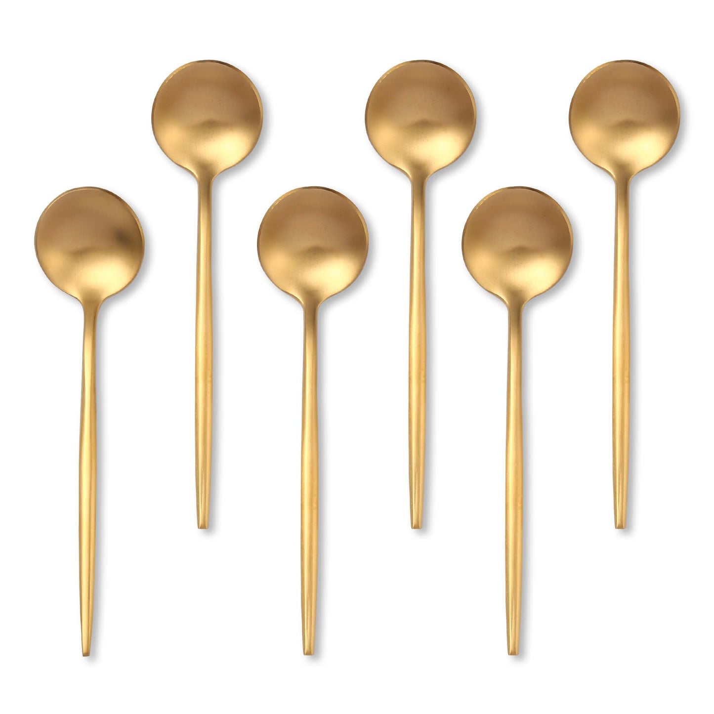 Gold Coffee Spoons Set,Stainless Steel Teaspoons of 6,Espresso Spoons 5.11 inch,Demitasse Dessert Scoop,Small Tea Scoop Mini for Stirring,Matte Finish,Dishwasher Safe