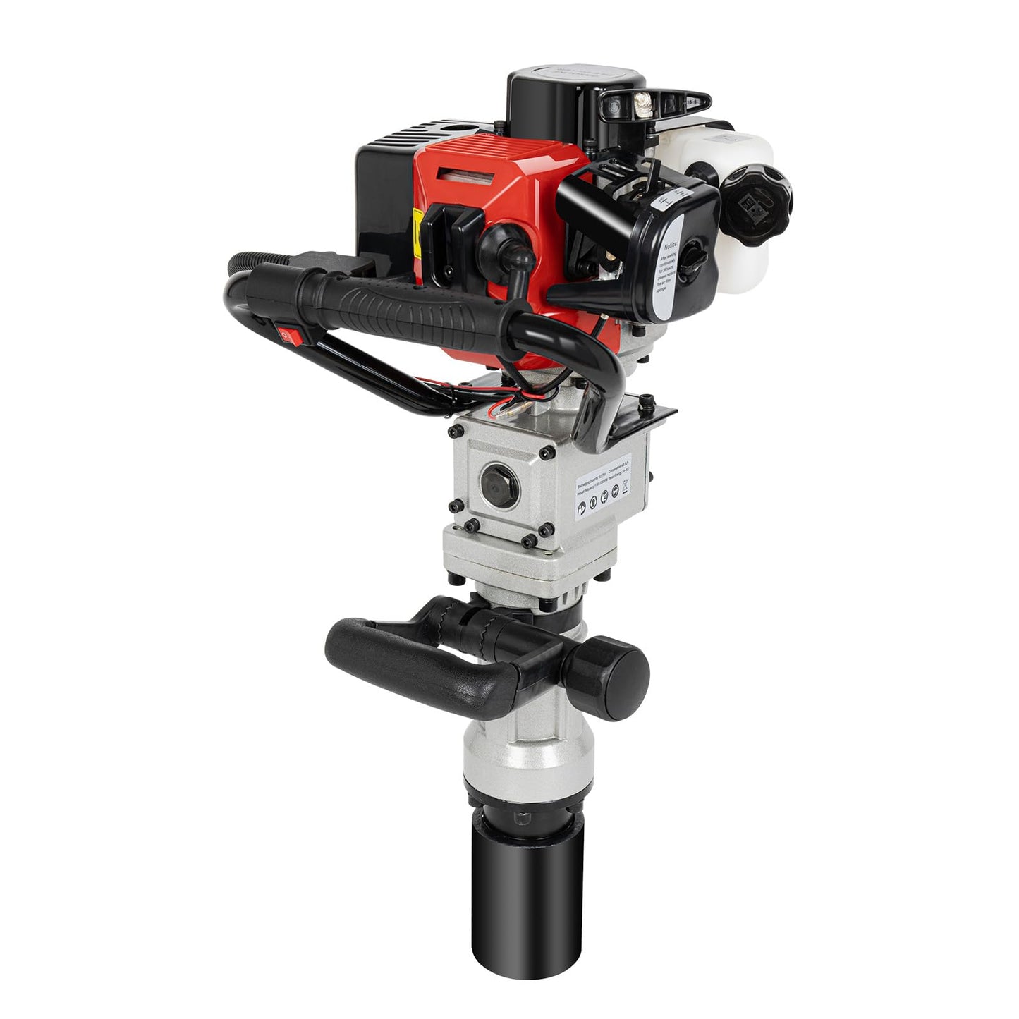 Gas Powered T Post Driver 2 Stroke 32.6CC 1.2HP Gas Post Pounder Pile Driver Heavy Duty Single Cylinder Air Cooled Fence Post Driver Hammer with 2 Piling Heads