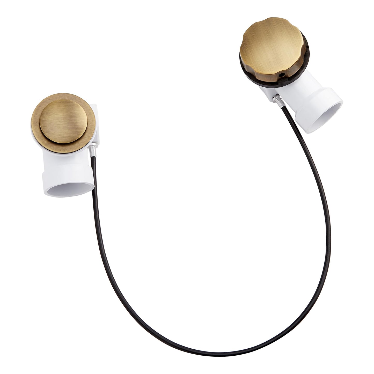 Signature Hardware 948045 PVC Cable Drain and Overflow for 17" - 22" Deep Alcove Tubs - Aged Brass