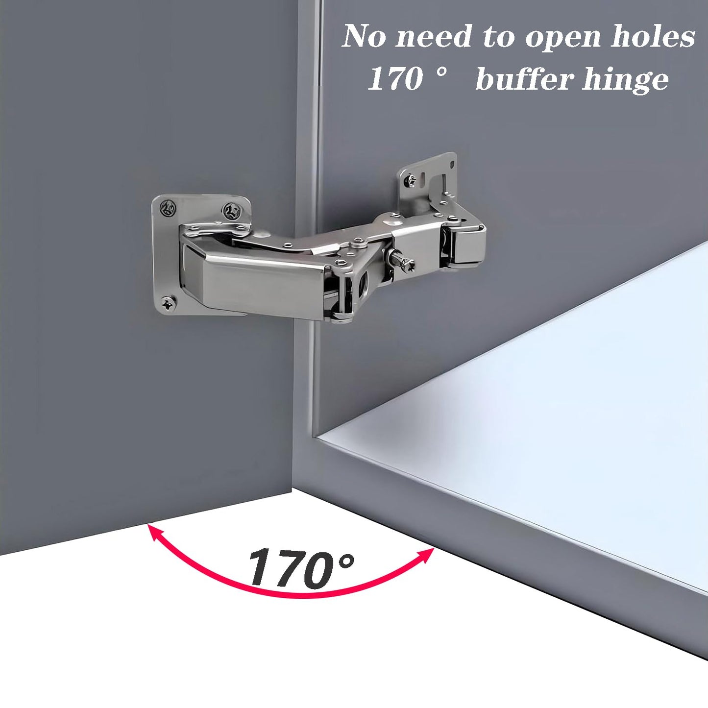 Qrity 2 PCS 175 Degree Hinges Soft Close Hinge, Frameless Hydraulic Cabinet Doors Hinges, Adjustable Mounting Hinges for Cabinet, Cupboards, Wardrobe