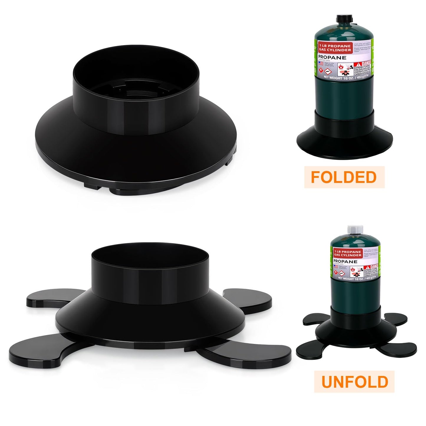 2 Pack Propane Tank Holder, Portable Propane Tank Stand Cylinder Base for 1lb/MAPP Gas Cylinders,Foldable Small Fuel Gas Bottle Stabilizer,Accessory for Camping Stoves Heaters Burners Torches Lanterns