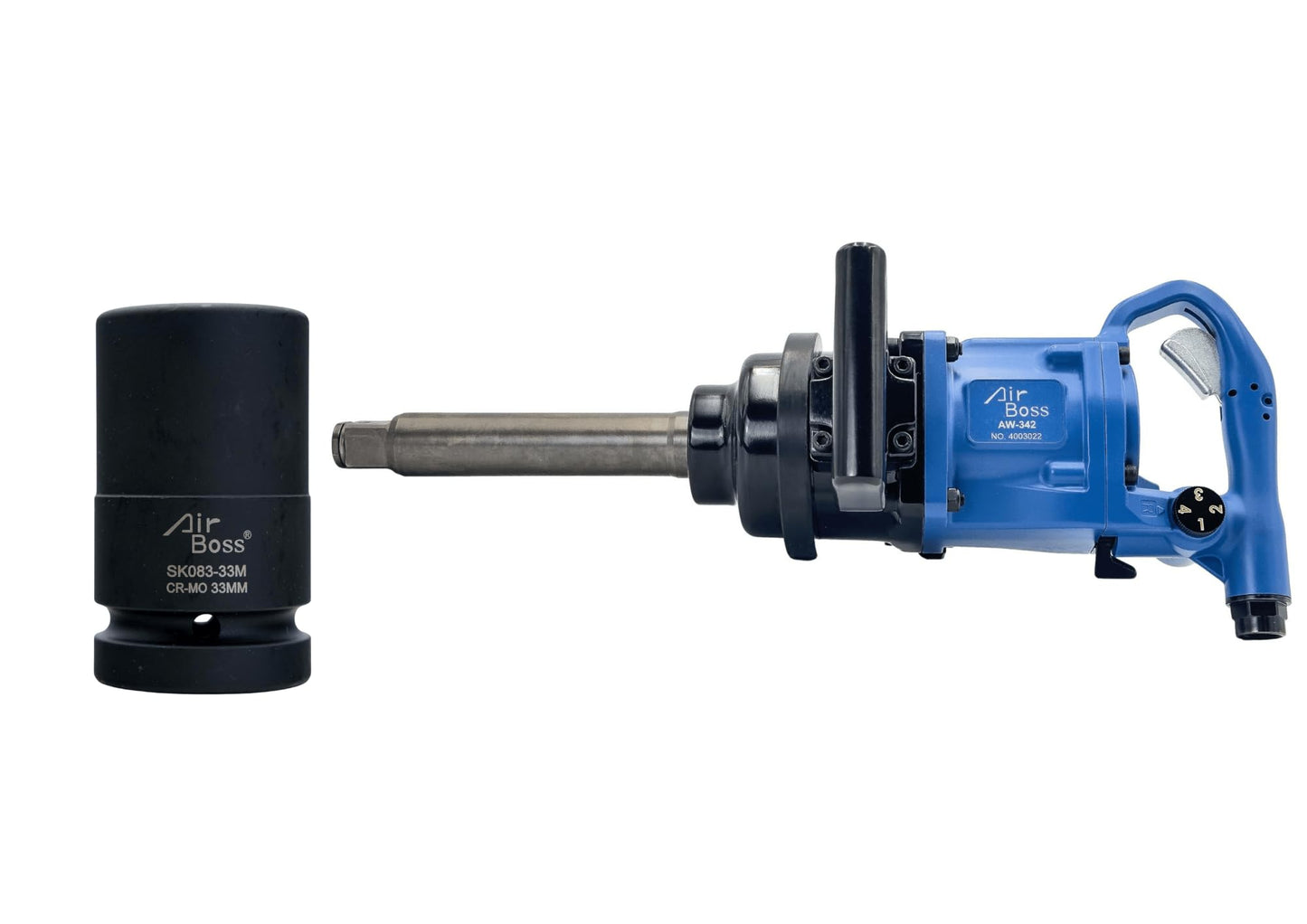 Airboss AW-342GL 1" Impact Wrench & 33M 90L CR-MO Deep Socket