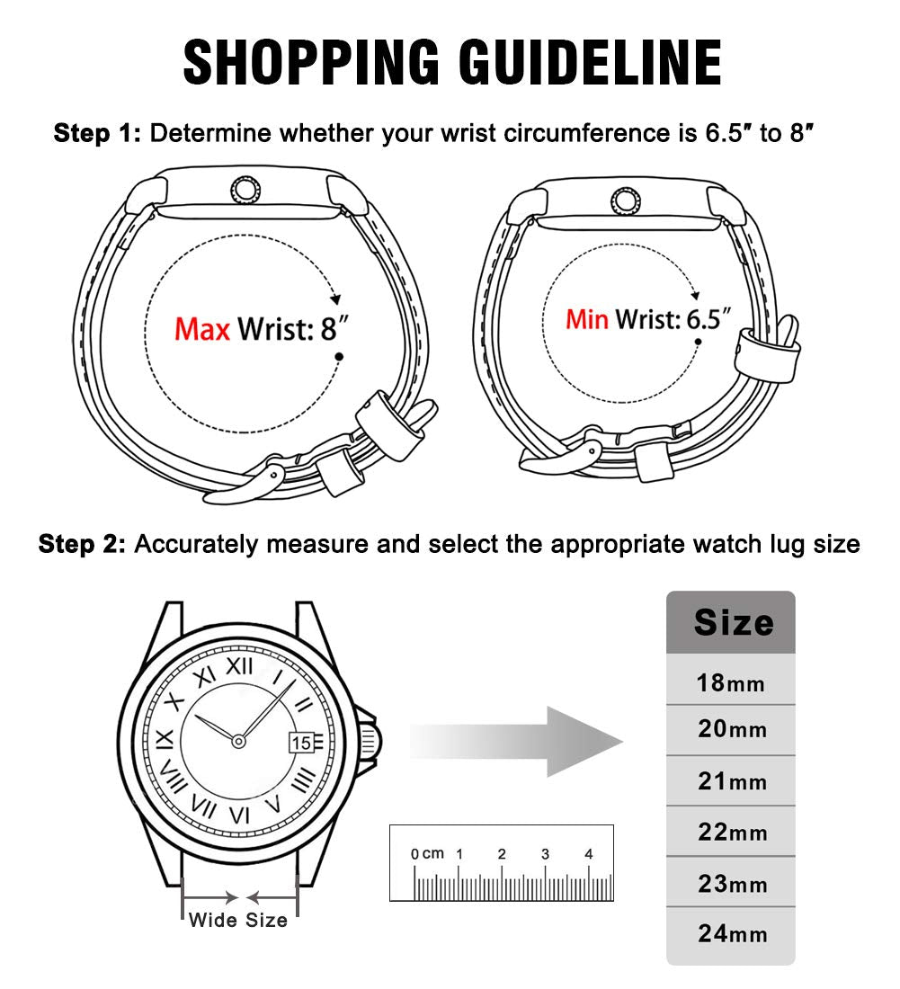 Ritche Christmas Gift 18mm Watch Band Compatible with Timex Expedition Fossil Seiko Leather Watch Bands for Men Women Black Watch Strap Orange Stitching, White Elephant Gifts, Stocking Stuffers for Men, Father's Day gifts