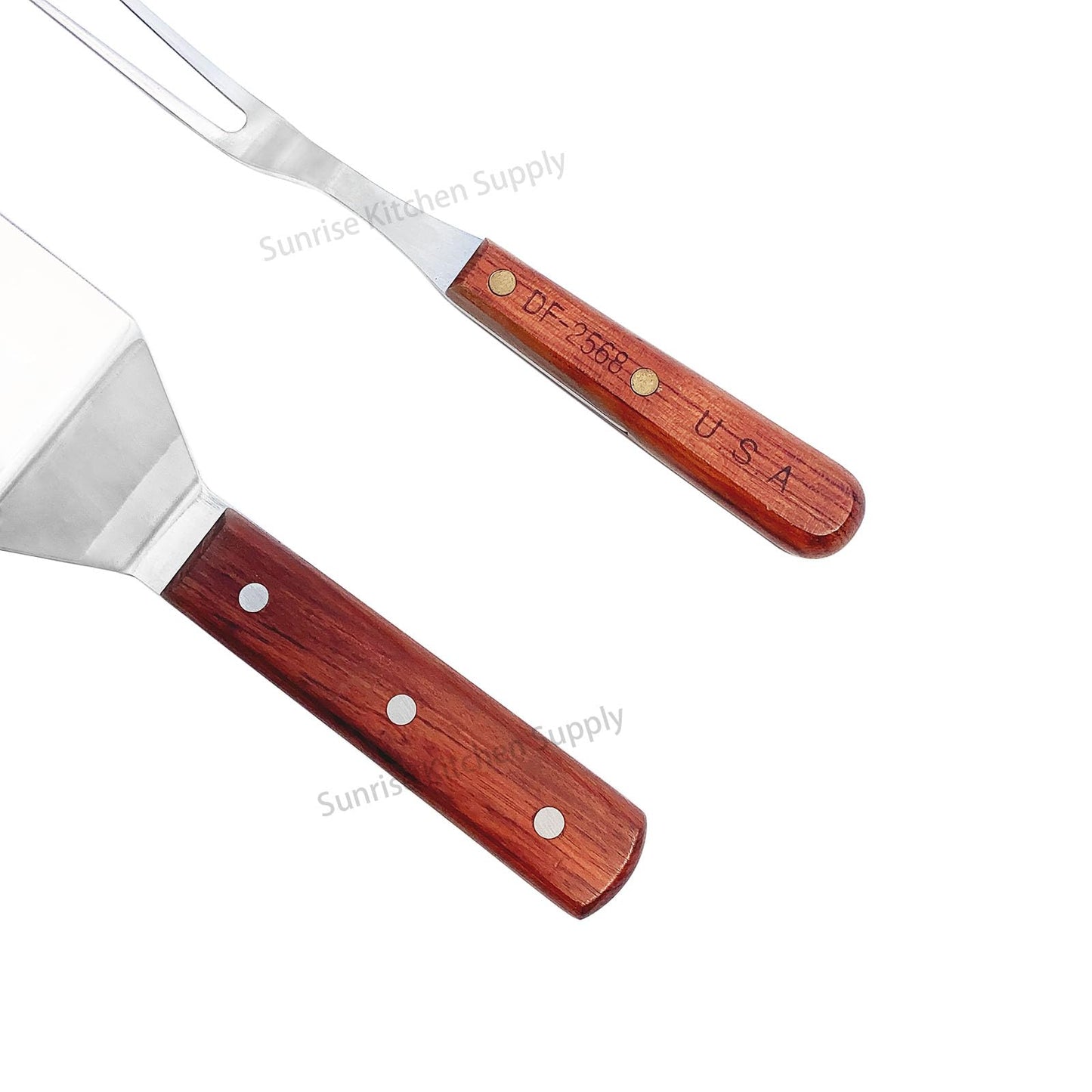 SUNRISE Stainless Steel Turner Spatula & Meat Fork 10.5" Fork + 6" x 3" Spatula
