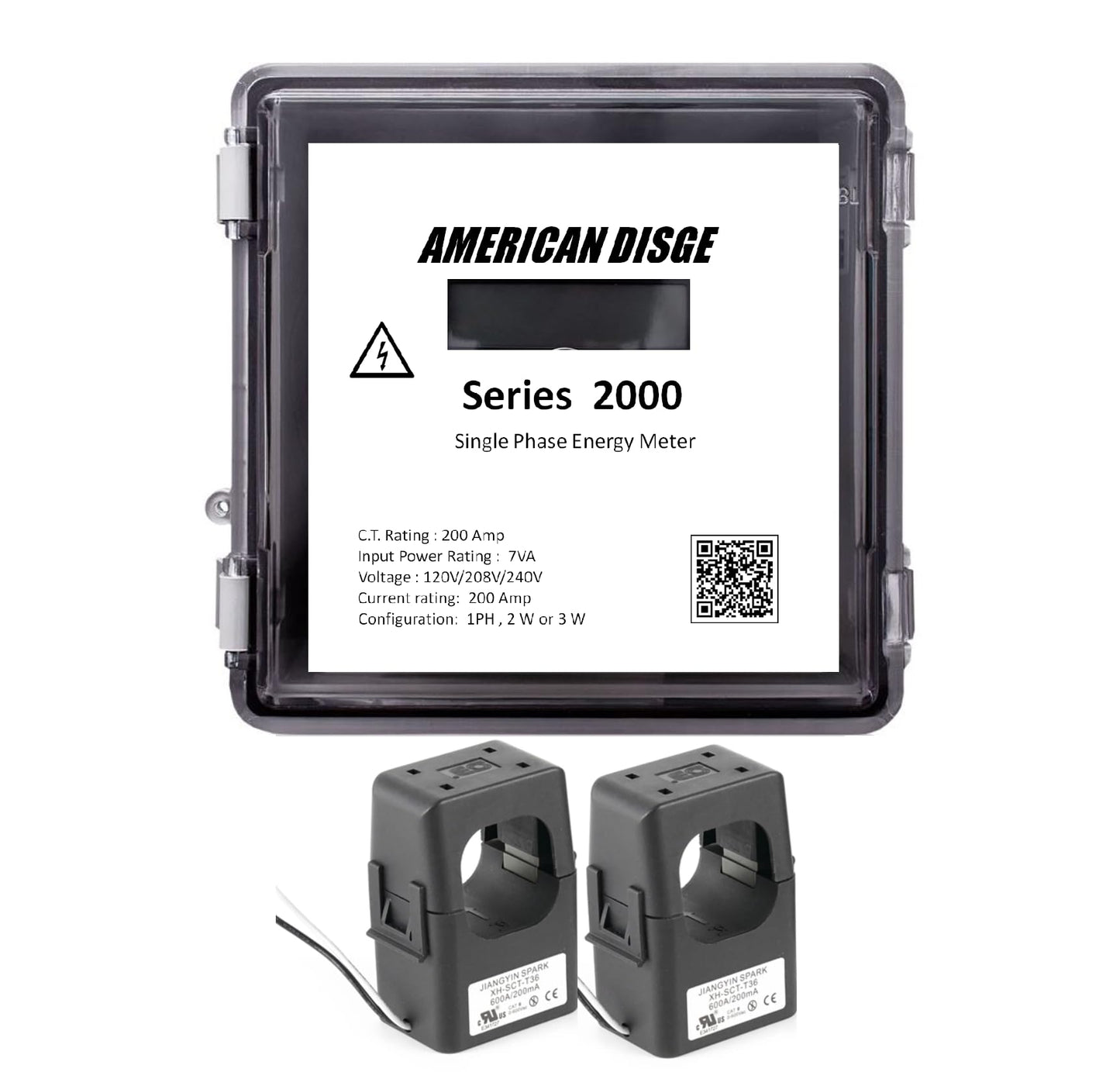 American Disge Series 2000 Single Phase Energy SubMeter, 200 Amp, 120/208/240V, 1PH/2W/3W