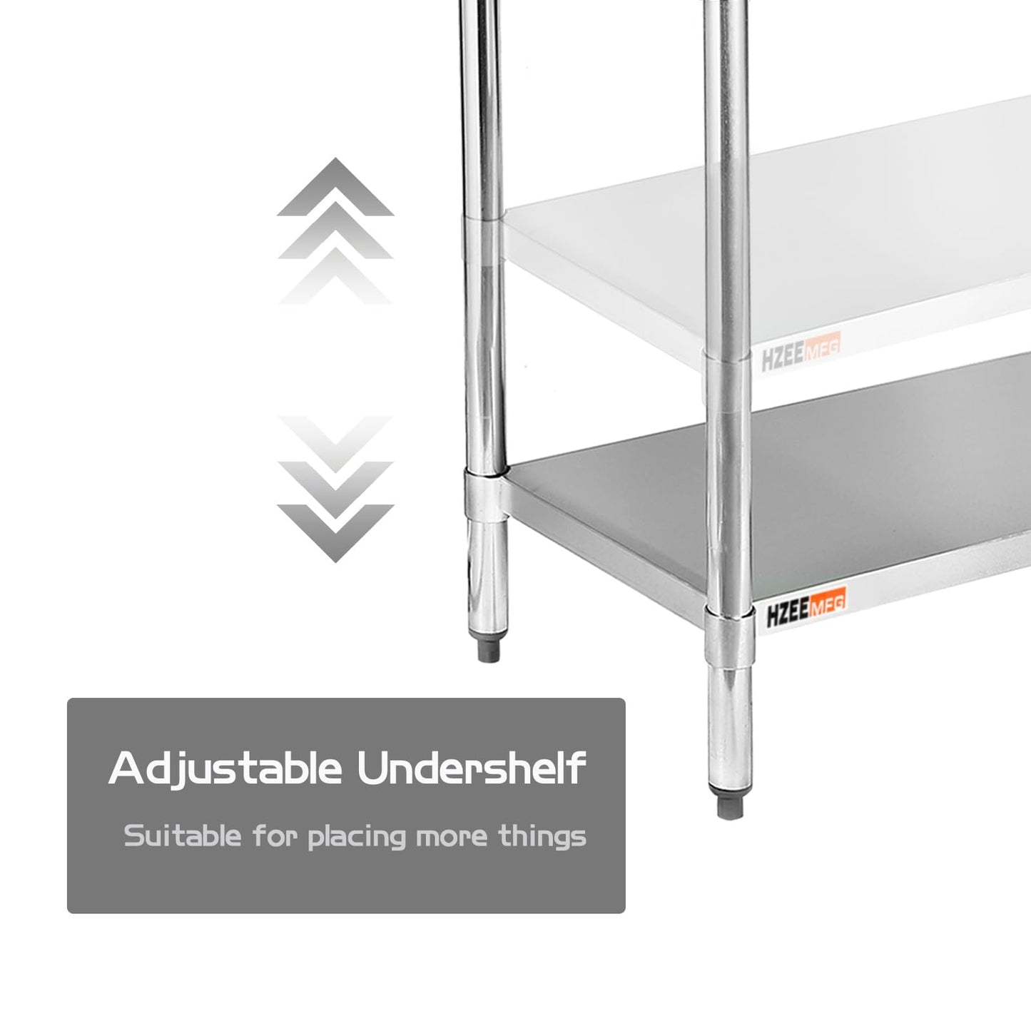 HZEEMFG Stainless Steel Table for Prep & Work 48x30 Inches 4ft, Heavy Duty Metal Table with Adjustable Undershelf for Commercial Kitchen, Restaurant, Home, Laundry,Garage & Hotel