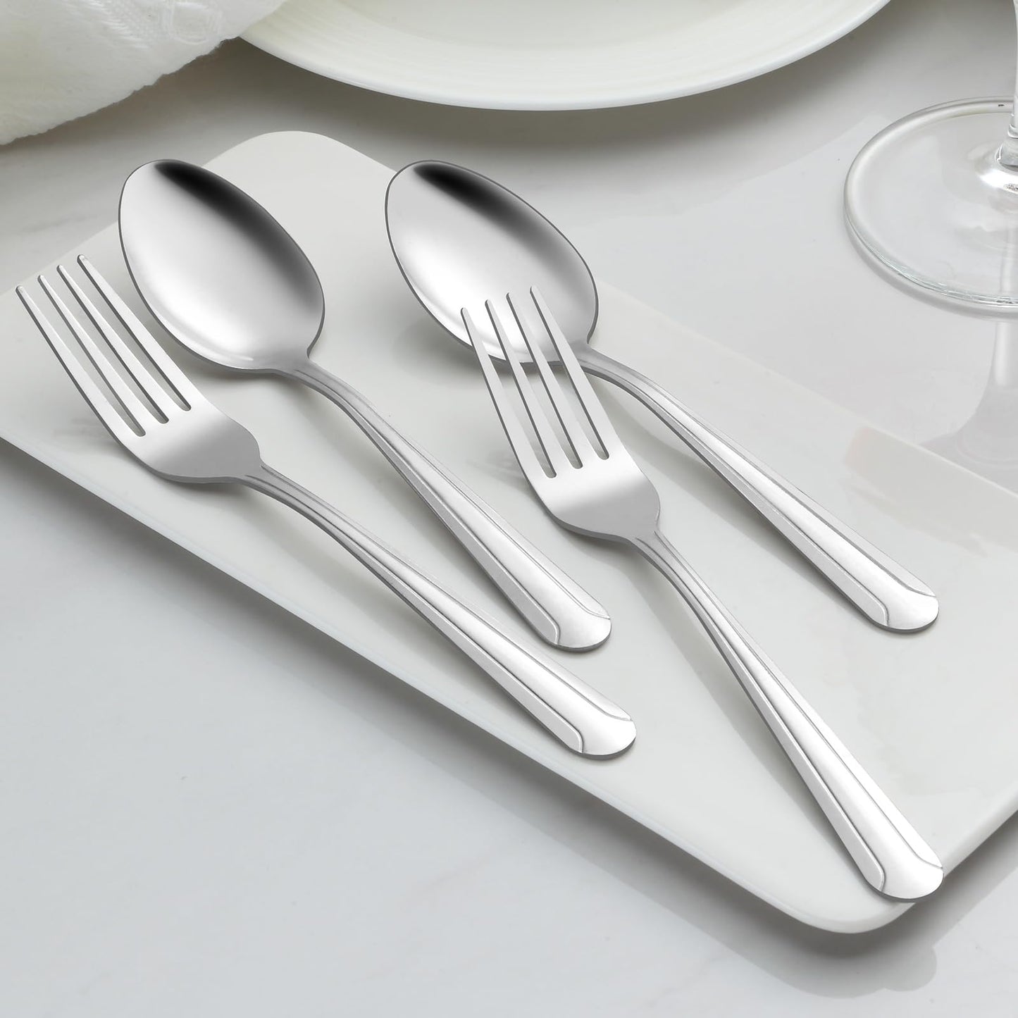 BEWOS 36-Piece Dinner Fork Set, 8.2-Inch Stainless Steel Silverware, Mirror Polished, Dishwasher Safe, For Home, Kitchen or Restaurant