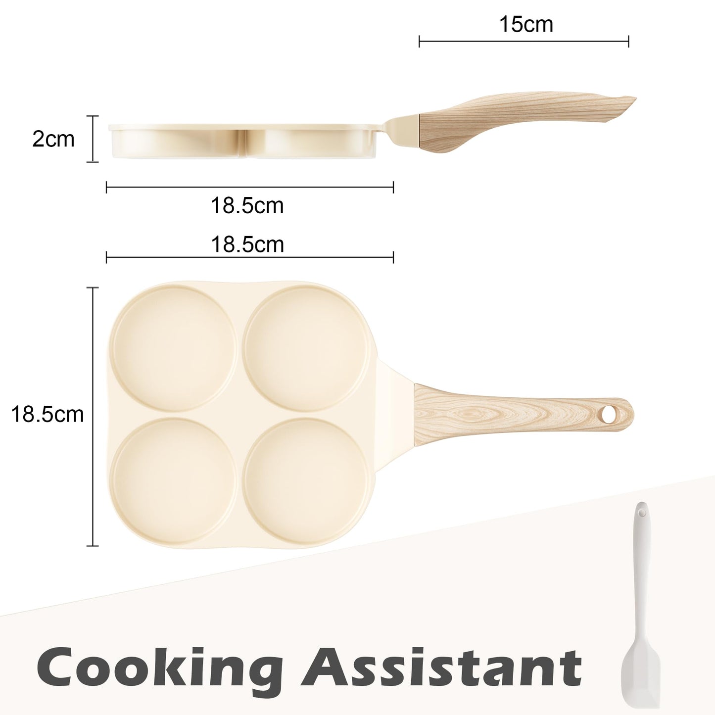 Caannasweis Ceramic Egg Pan Omelette Pan, 4-Cup Nonstick Omelette Skillet, Breakfast Frying Pan Egg Cooker Suitable for Gas Stove & Induction Cookware, PFOA PFOS Free, Yellow