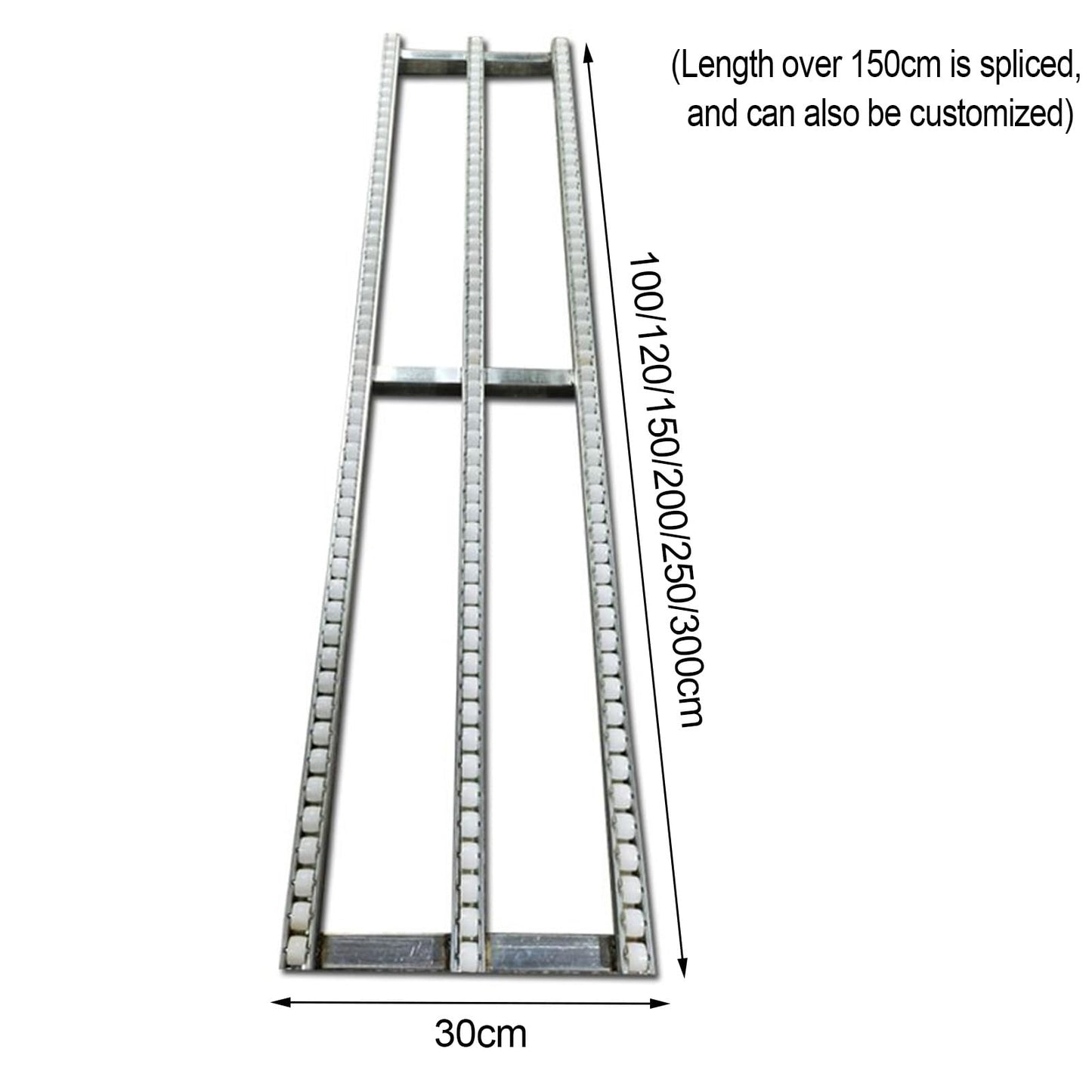 GZHENMZ Roller Stand Light-Duty Gravitys Conveyor, Splicable Roller Conveyor Slides, Portable ABS Plastic Roller, Transport Box Line Unloading Pulley(Silver-(W) 30cm,(L) 120cm)