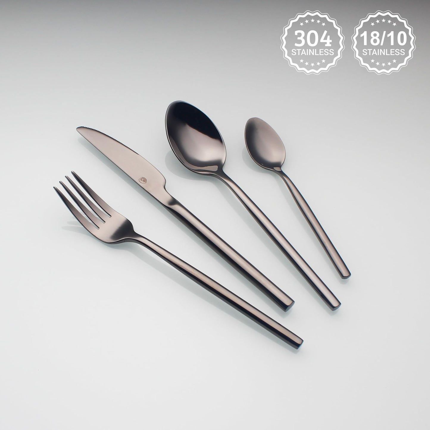 CHAAMFORGE 24 Piece Silverware Set For 6 Black Heavy duty 18/10 Stainless Steel Flatware Set Modern Design Knife/Fork/Spoon Mirror Polished Dishwasher Safe Cutlery Set with Gifts