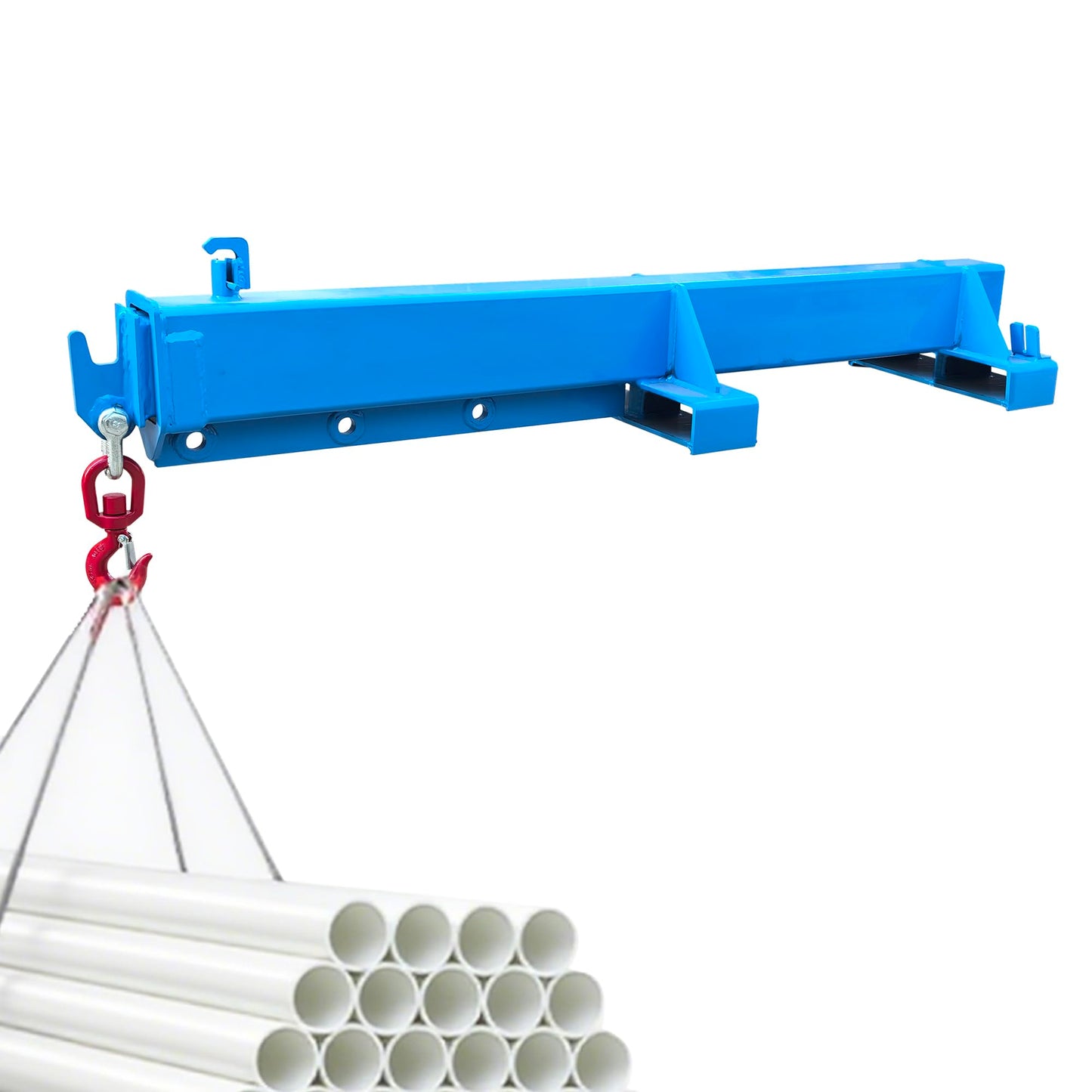 INTSUPERMAI Forklift Mobile Crane 2200lbs/1 Ton Capacity Adjustable Forklift Jib Boom Crane Max 8.2ft/2.5m Telescopic Arm with Truss Hoist Jib Boom and Hook for Warehouses Factories Workshops