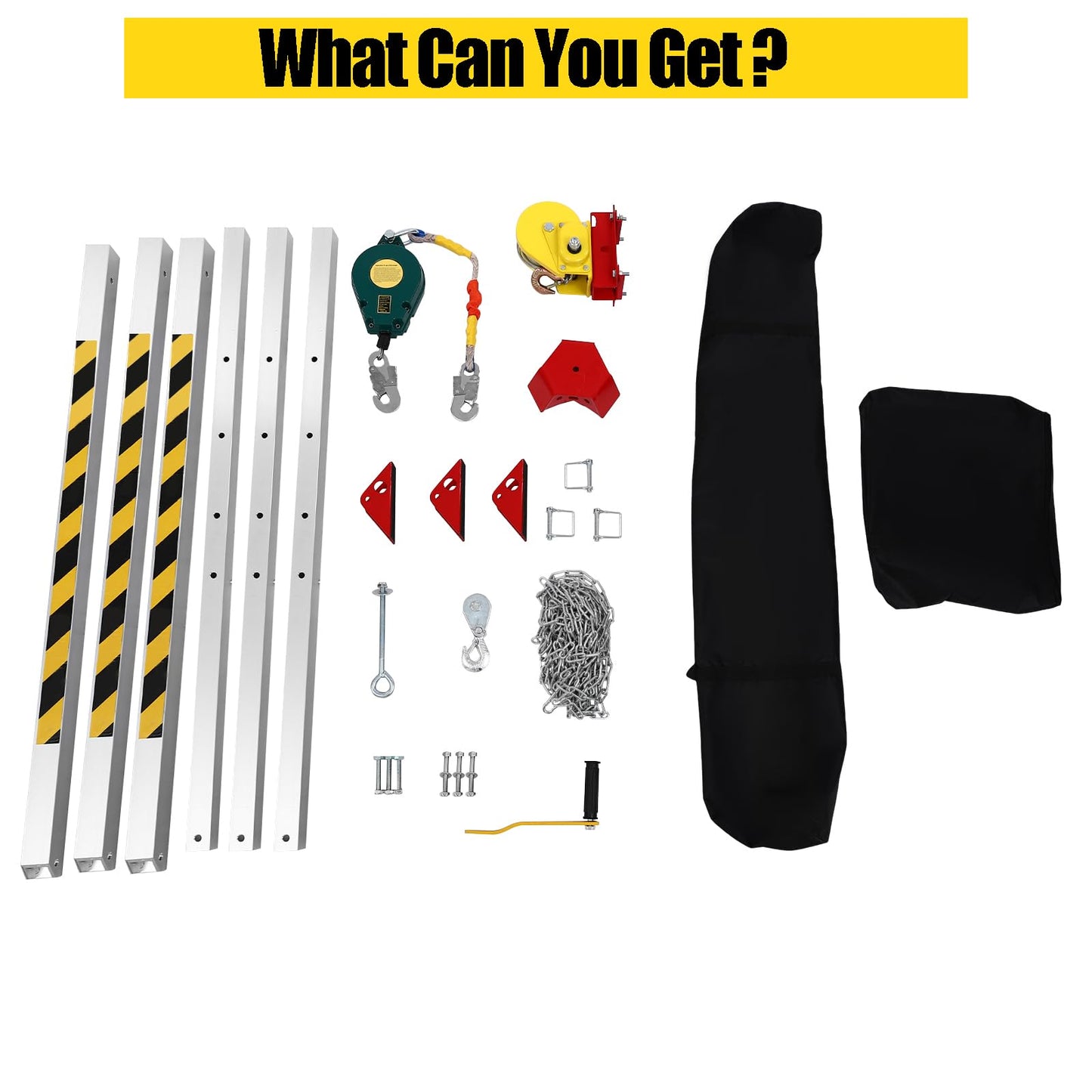 Confined Space Tripod Kit, Tripod Kit with 1200LBS Winch, Confined Space Rescue Tripod | 6.5ft Leg Bracket | 5-6.5ft Working Height | 396.83lbs Tripod Load | 65.62ft Steel Wire Rope Length
