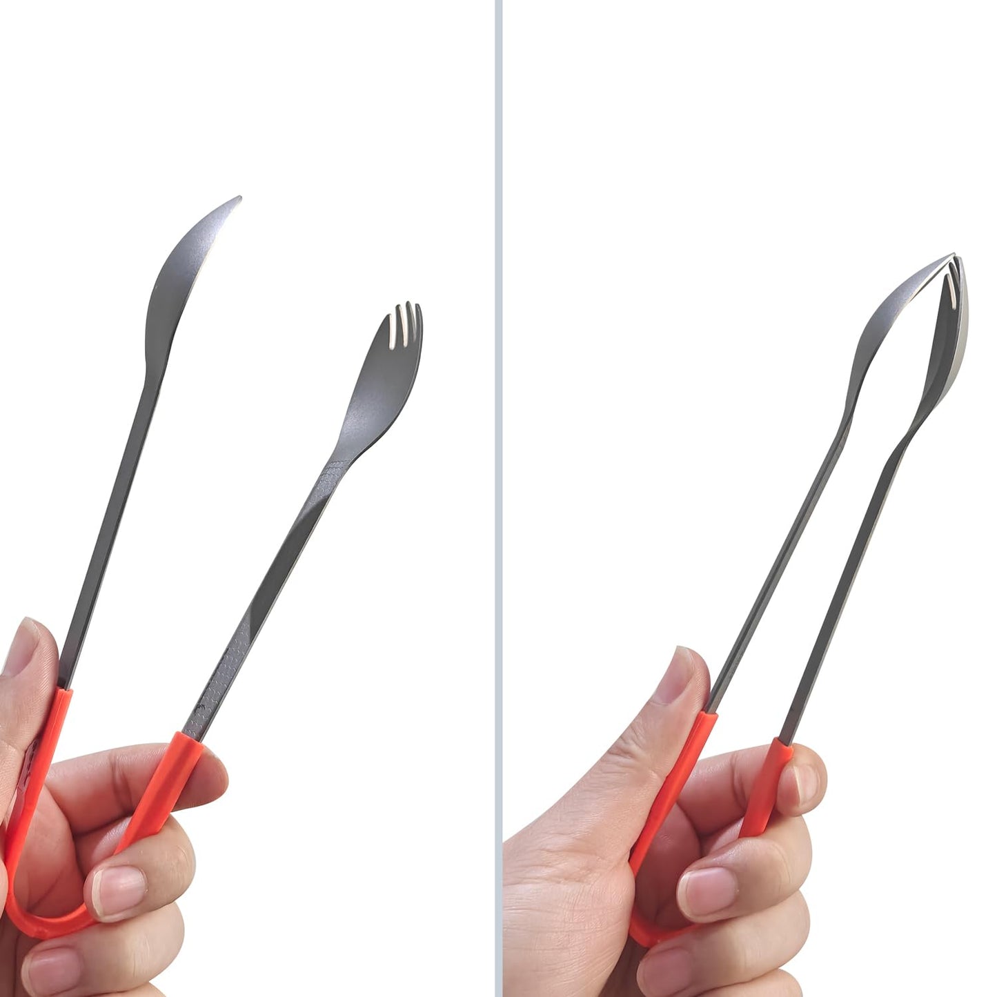 Dawn Deer 3 in1 Titanium Ultralight Cutlery Set, Long Handle Spoon and Spork, Camping tong, Travel Utensils with Bag (22CM)