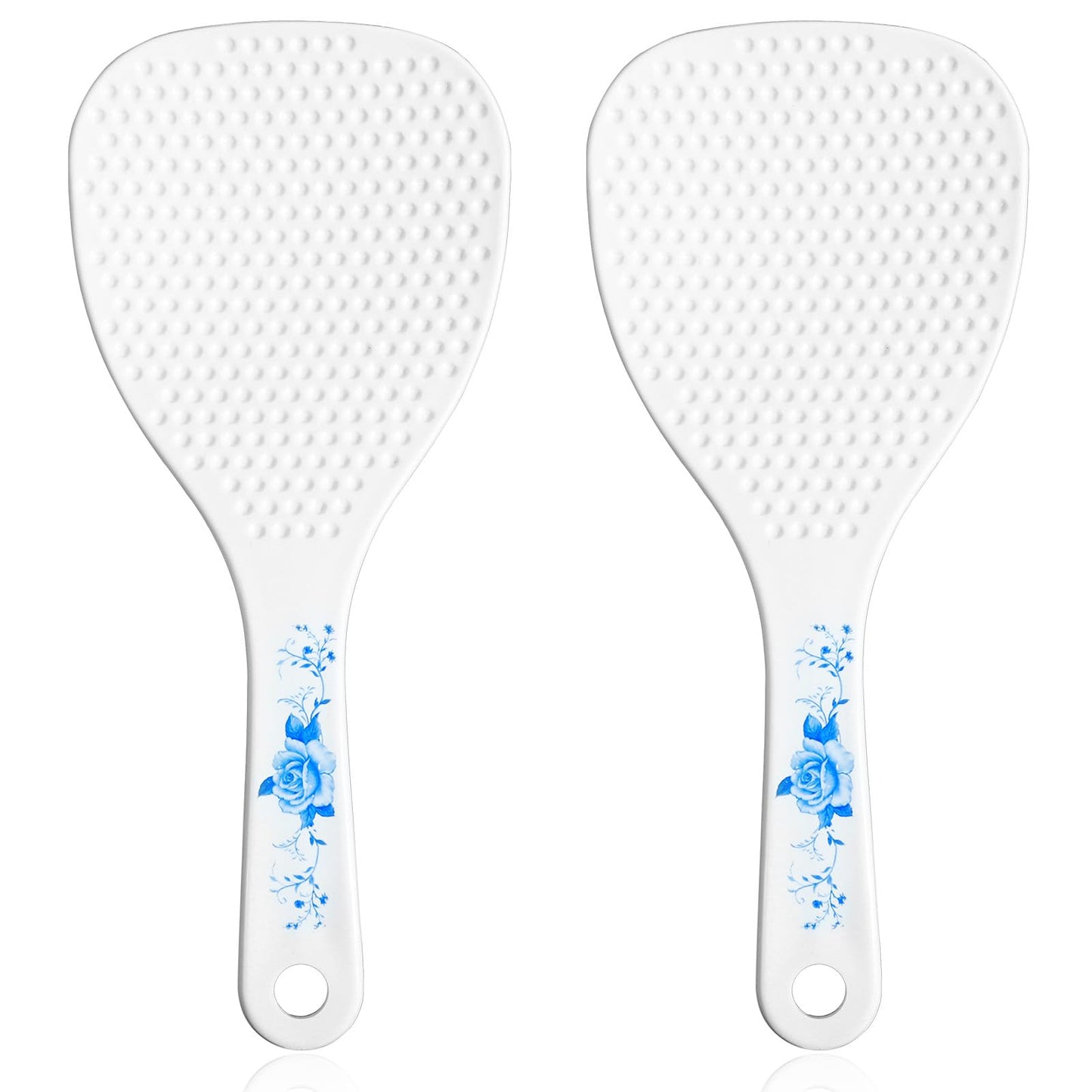 Mabor 2-Pack Rice Spoon Set - White Non-Stick Rice Paddle, 19cm PP Kitchen Utensil with Hanging Hole