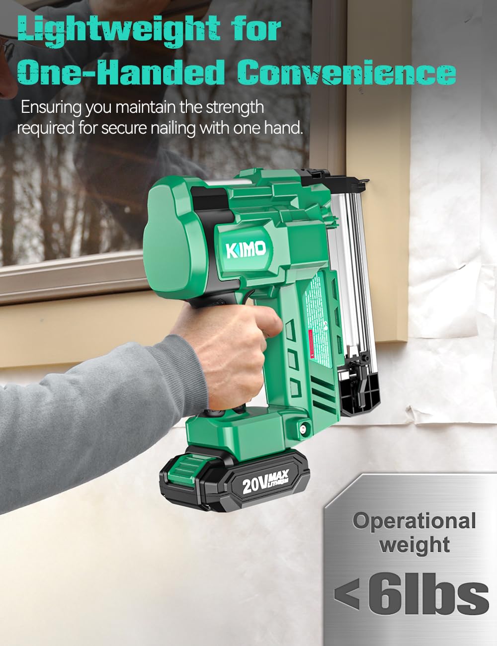 KIMO 18 Gauge Nail Gun Cordless with Battery 2.0Ah X 2, 1000pcs Nails and Staples, 2 Firing Modes, 180 Nails/min, Adjustable Nailing Depth, 2 IN 1 Cordless Brad Nailer and Stapler for DIY Project