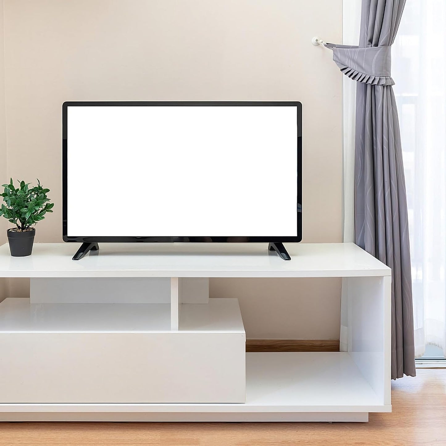 MAJORMENCH Tv Support Holder Stand with Screws Black Tv Base Bracket Compatible with Living Room and Residential